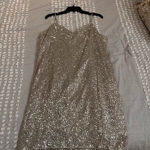 Worthington Silver Sequin Mini Dress